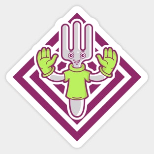fork mascot with a smile Sticker